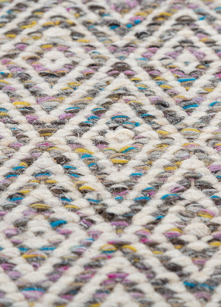 abrash pink and purple wool and viscose flat weaves Rug - CloseUp