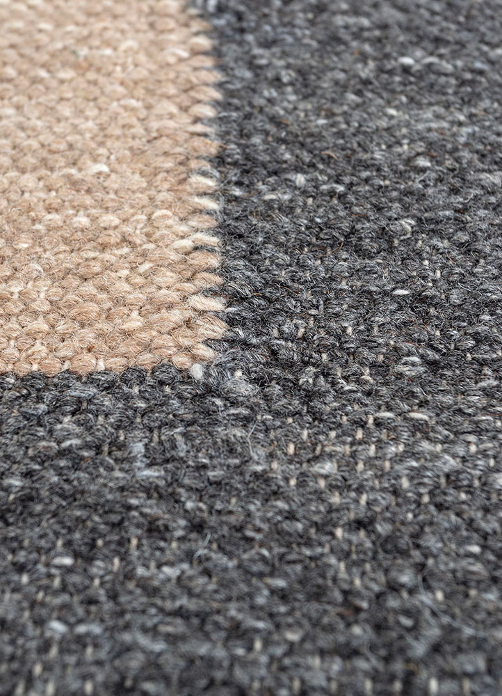 checkers blue wool and viscose flat weaves Rug - CloseUp