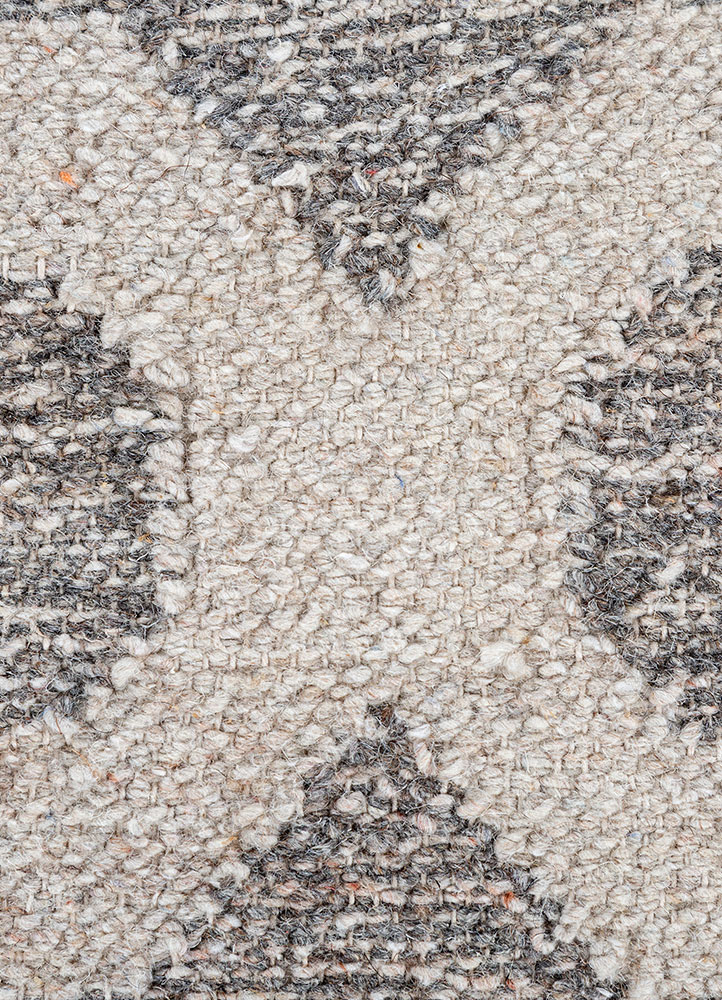 indusbar grey and black wool and viscose flat weaves Rug - CloseUp