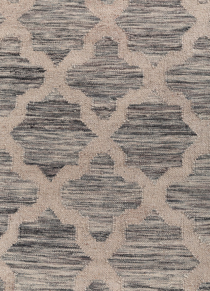 indusbar blue wool and viscose flat weaves Rug - CloseUp