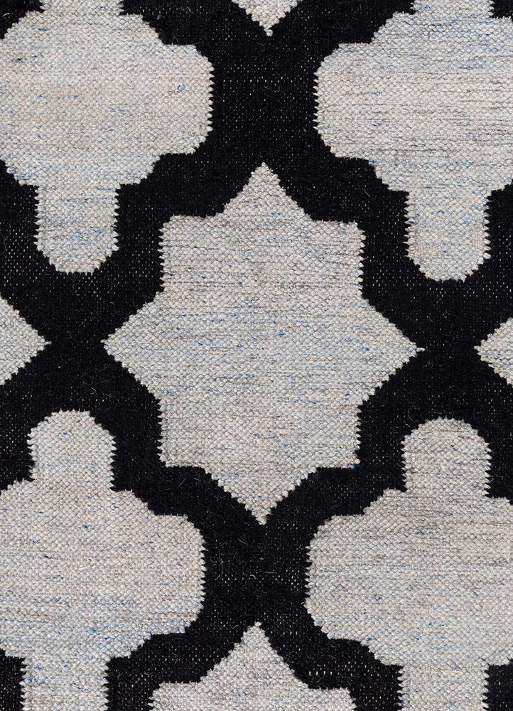 indusbar grey and black wool and viscose flat weaves Rug - CloseUp