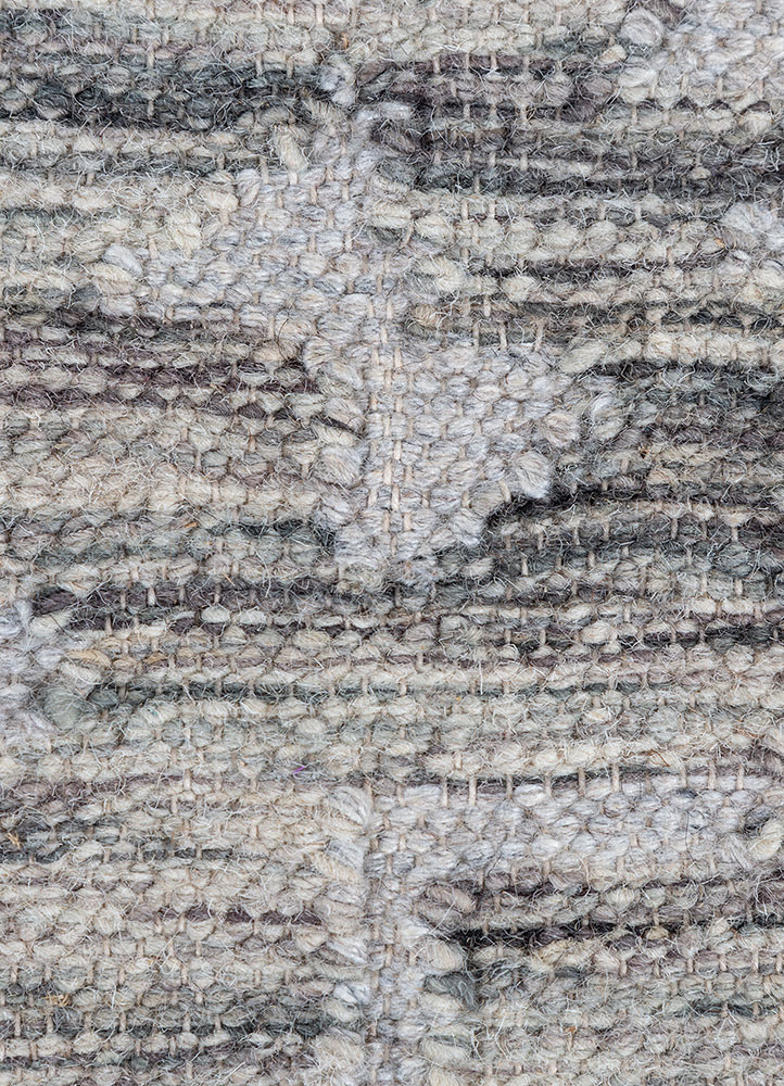 bedouin blue wool and viscose flat weaves Rug - CloseUp