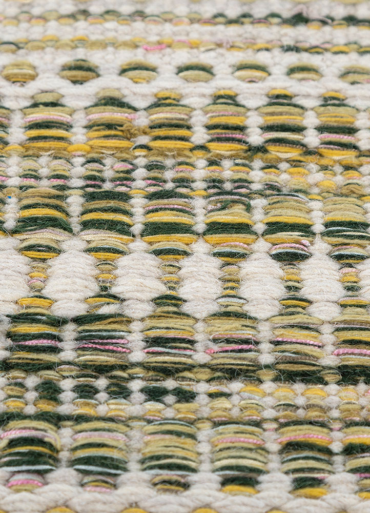 abrash green wool and viscose flat weaves Rug - CloseUp