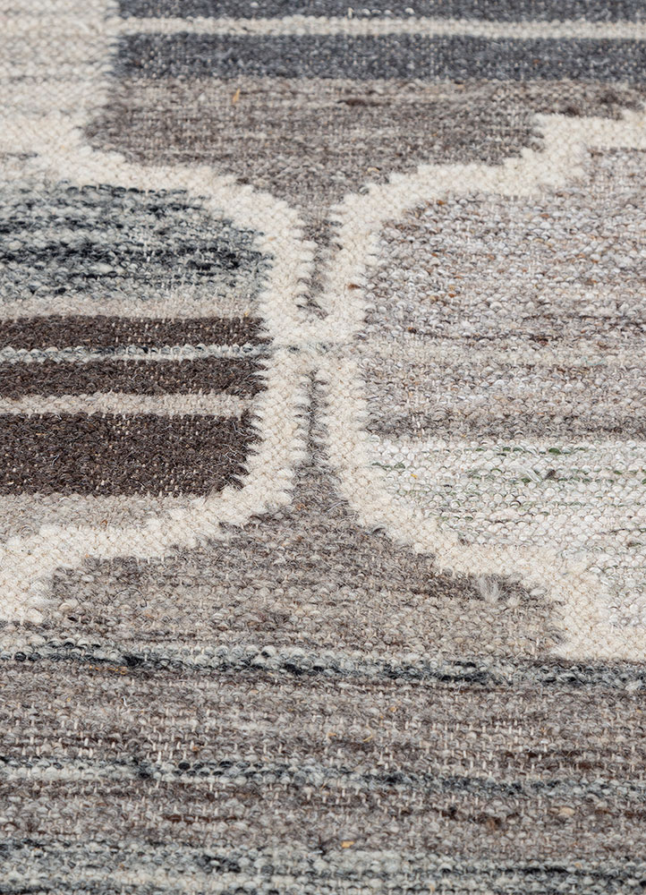 indusbar ivory wool and viscose flat weaves Rug - CloseUp
