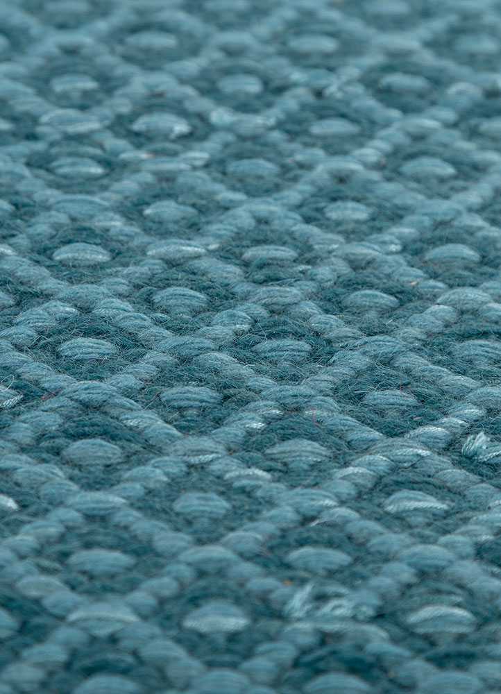 abrash blue wool and viscose flat weaves Rug - CloseUp