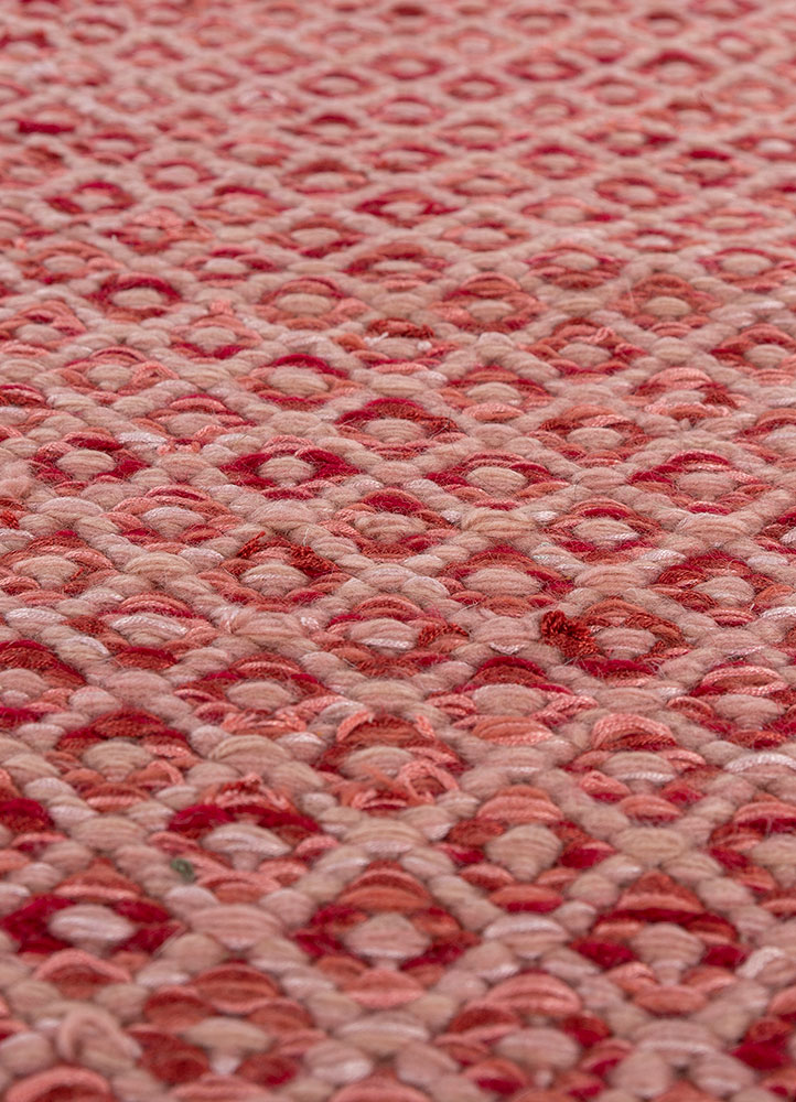 abrash red and orange wool and viscose flat weaves Rug - CloseUp