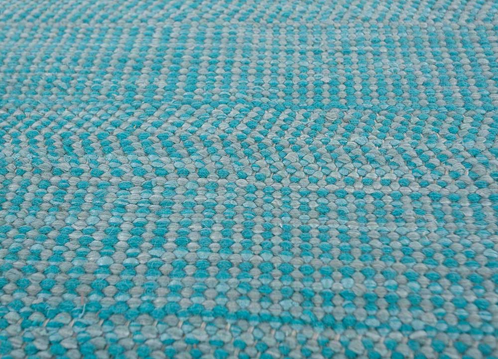 abrash blue wool and viscose flat weaves Rug - CloseUp
