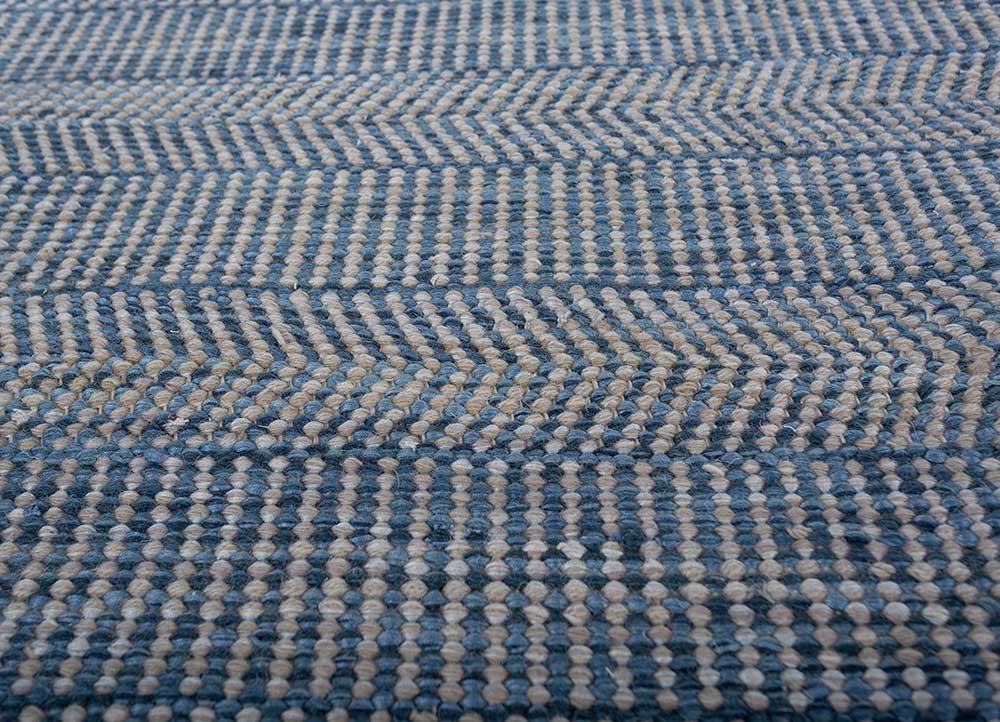 abrash blue wool and viscose flat weaves Rug - CloseUp