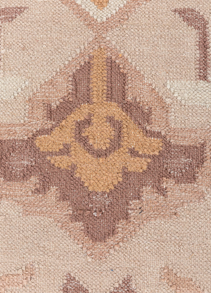 bedouin red and orange wool and viscose flat weaves Rug - CloseUp