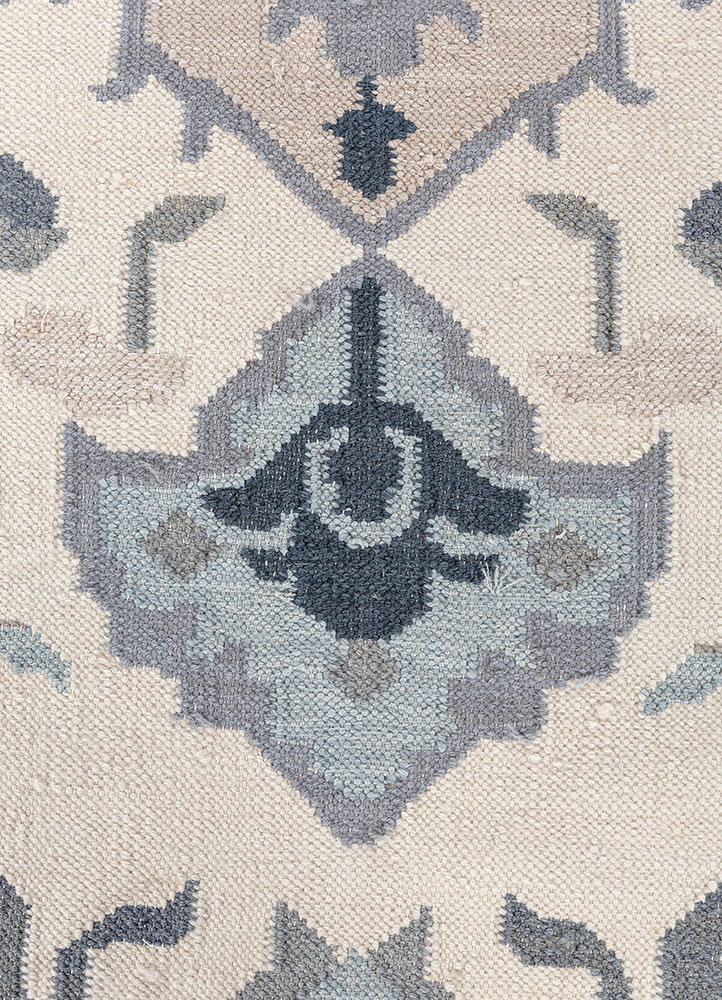 bedouin ivory wool and viscose flat weaves Rug - CloseUp