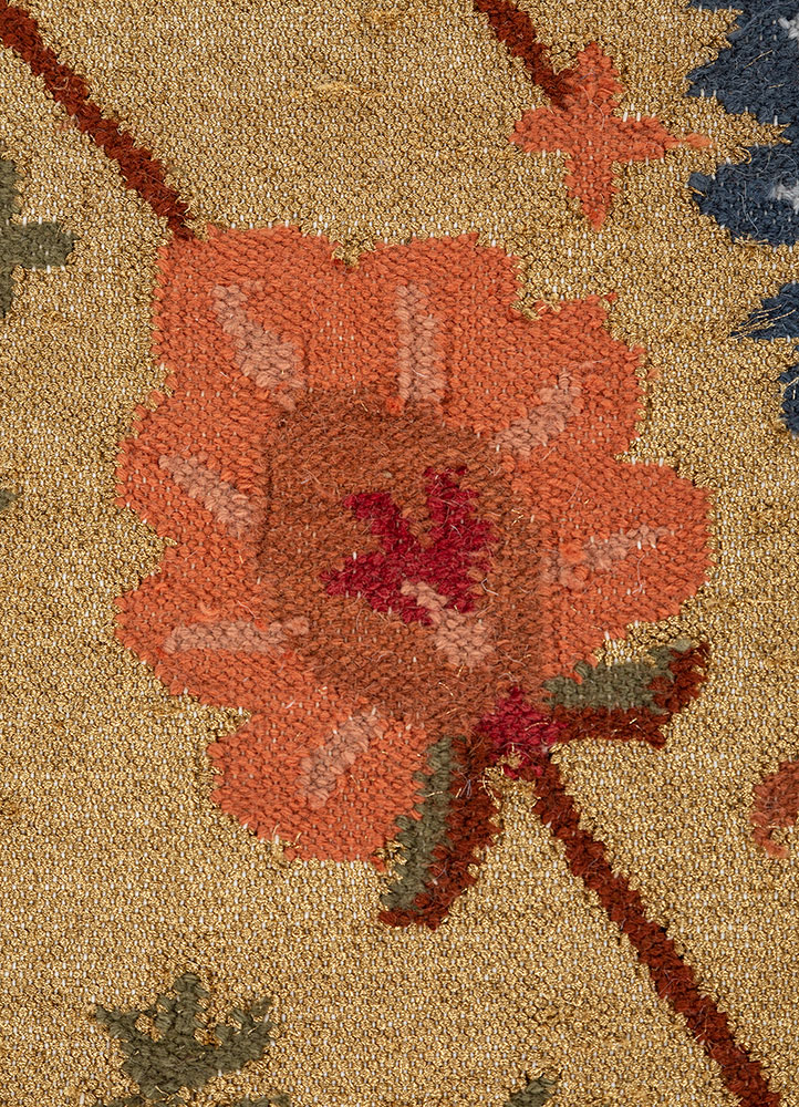 bedouin gold wool flat weaves Rug - CloseUp