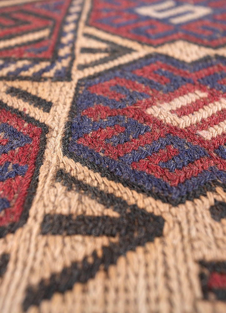 kiaan red and orange wool hand knotted Rug - CloseUp