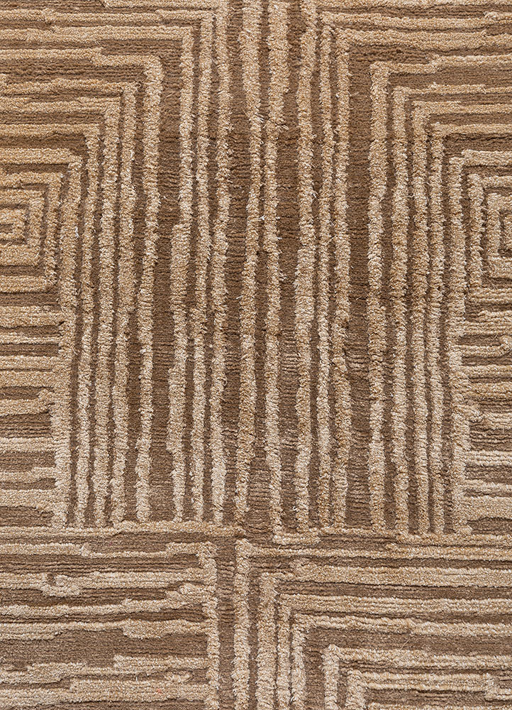 verve beige and brown acrylic hand knotted Rug - CloseUp