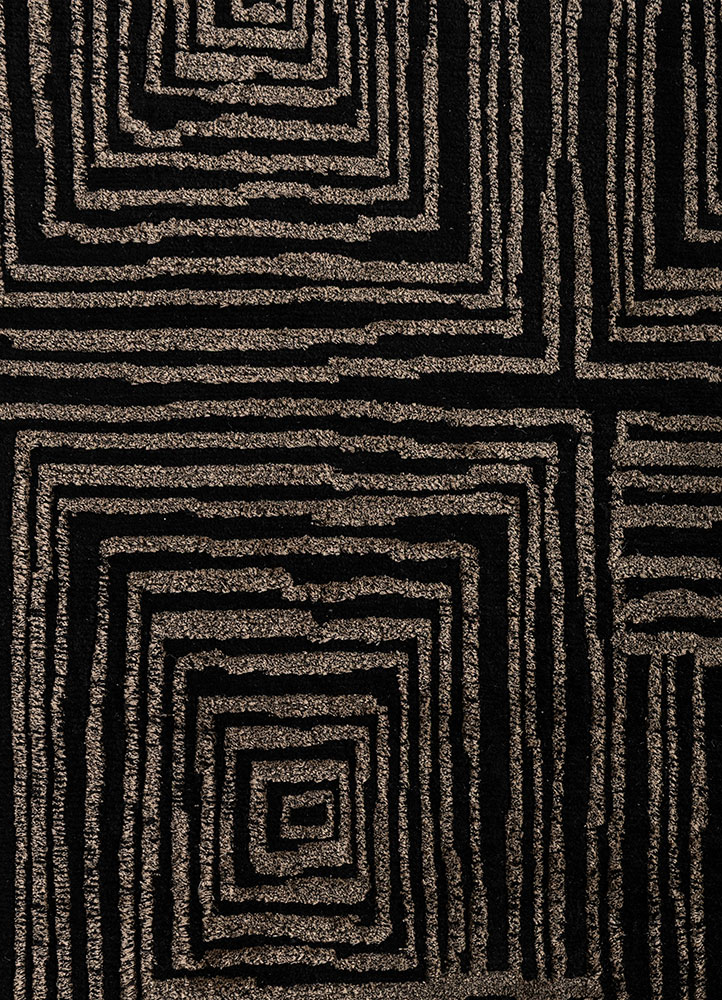 verve grey and black acrylic hand knotted Rug - CloseUp