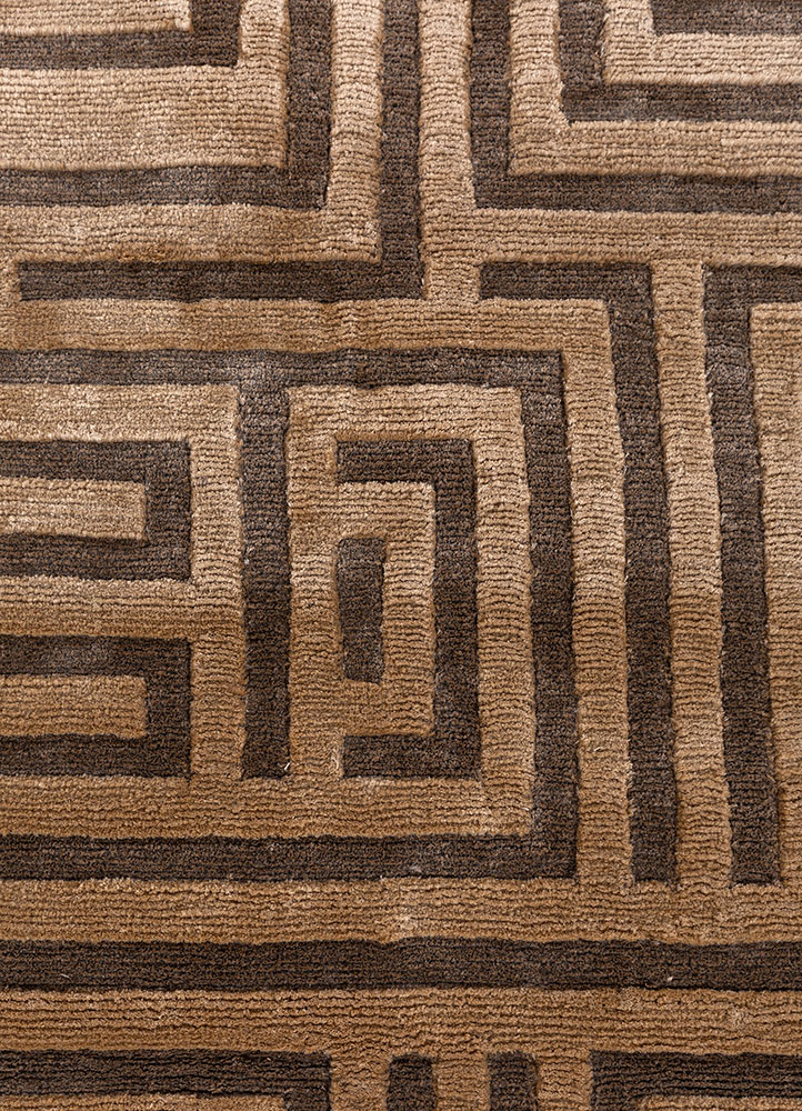 blythe beige and brown acrylic hand knotted Rug - CloseUp