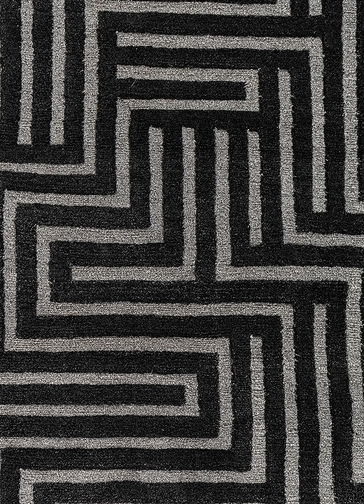 blythe grey and black acrylic hand knotted Rug - CloseUp