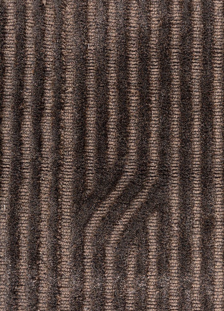 verve beige and brown acrylic hand knotted Rug - CloseUp