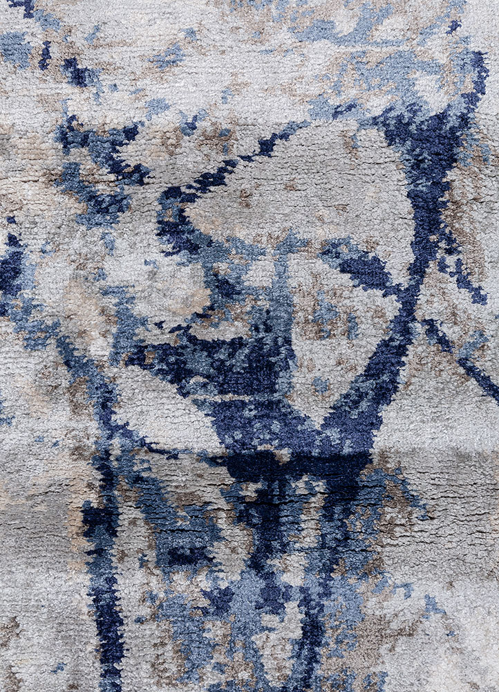 entropy ivory bamboo silk hand knotted Rug - CloseUp