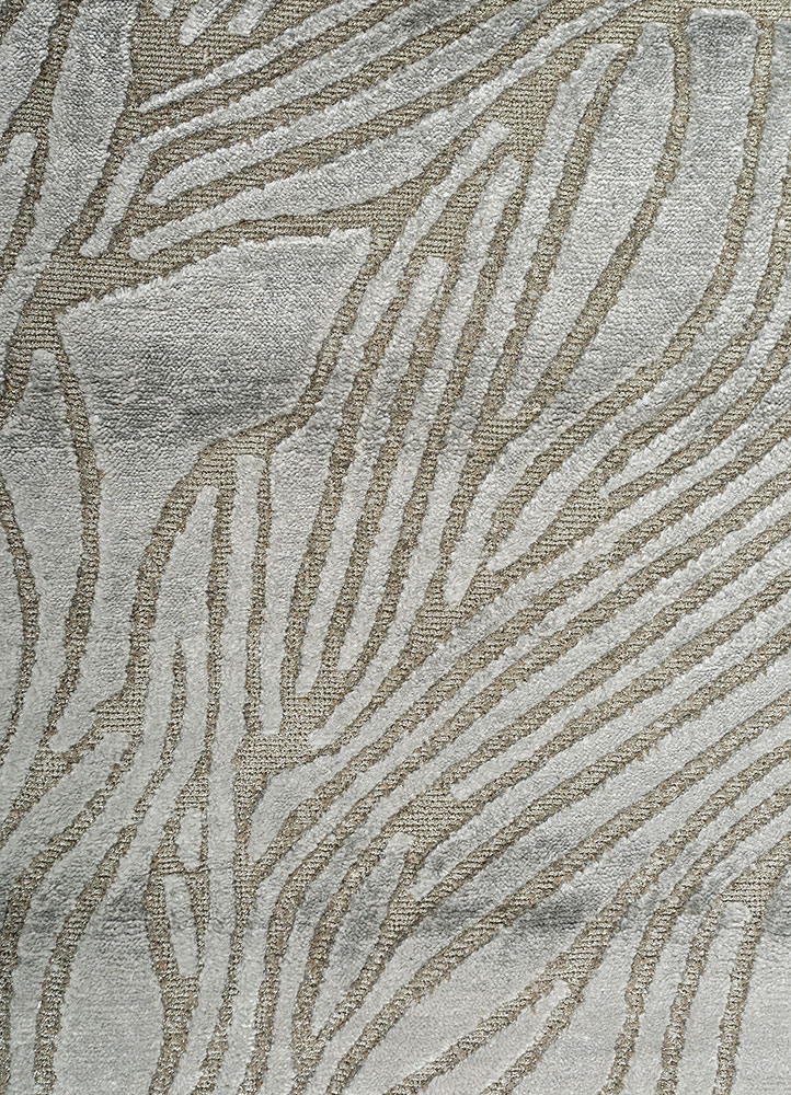 azalea blue bamboo silk and zari hand knotted Rug - CloseUp