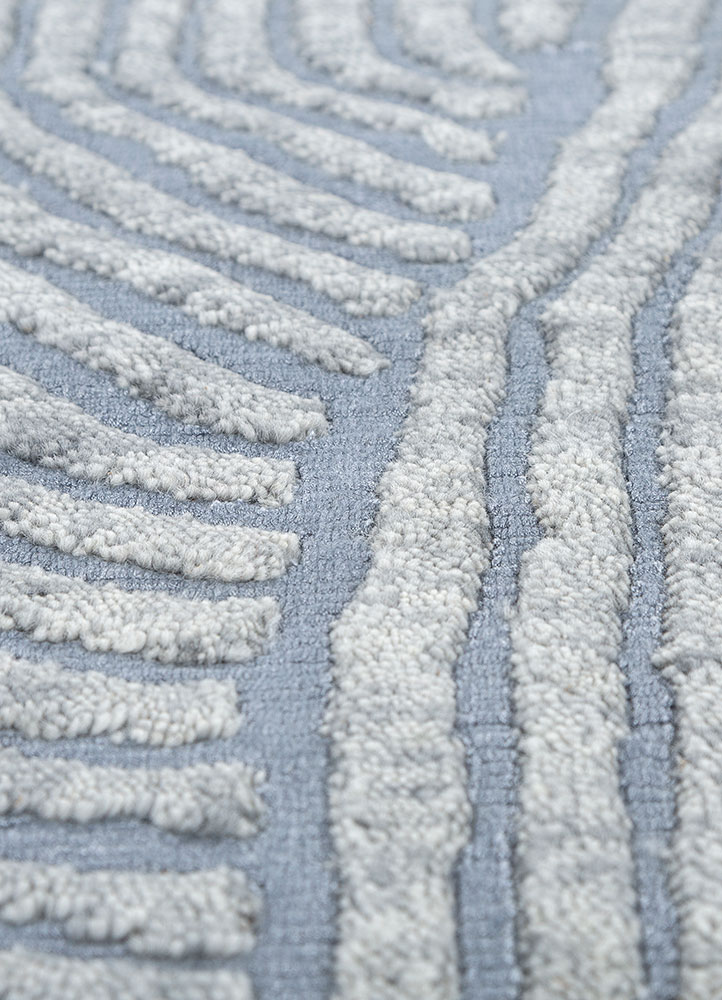 azalea blue wool and bamboo silk hand knotted Rug - CloseUp
