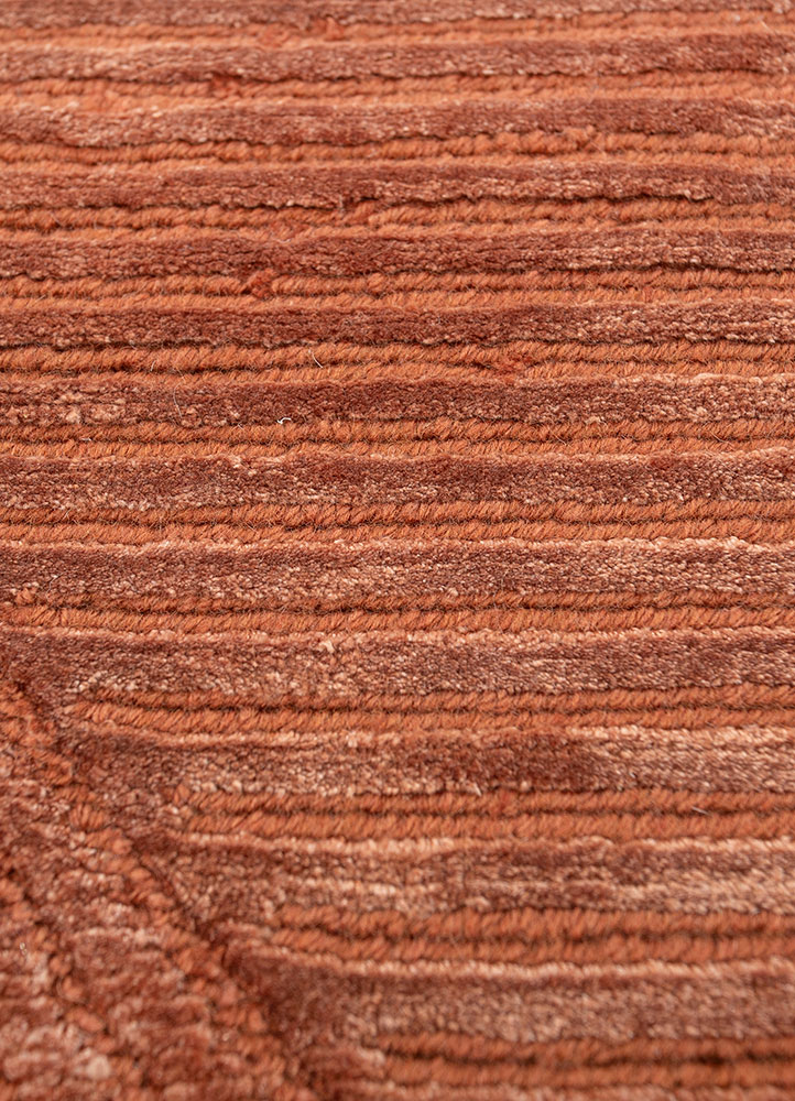 azalea red and orange wool and bamboo silk hand knotted Rug - CloseUp