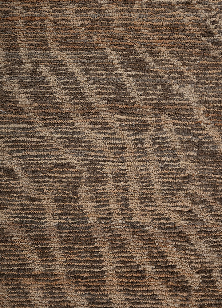 aprezo beige and brown wool hand knotted Rug - CloseUp
