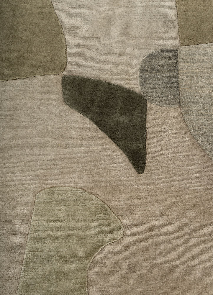 blythe green wool hand knotted Rug - CloseUp