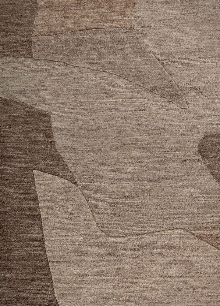blythe beige and brown wool hand knotted Rug - CloseUp