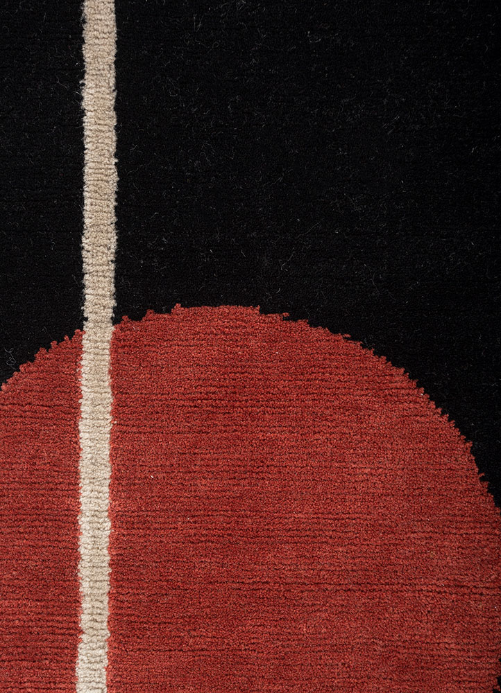 sthir grey and black wool hand knotted Rug - CloseUp