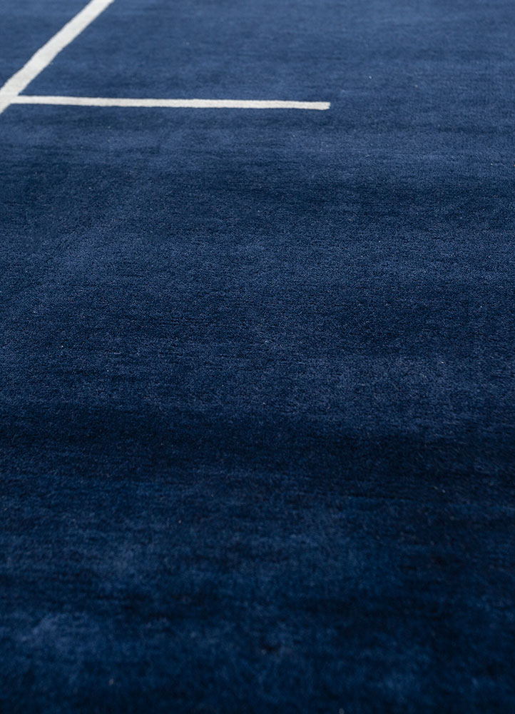sthir blue wool hand knotted Rug - CloseUp