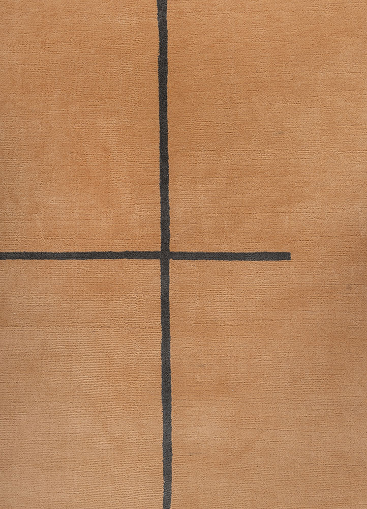 sthir red and orange wool hand knotted Rug - CloseUp