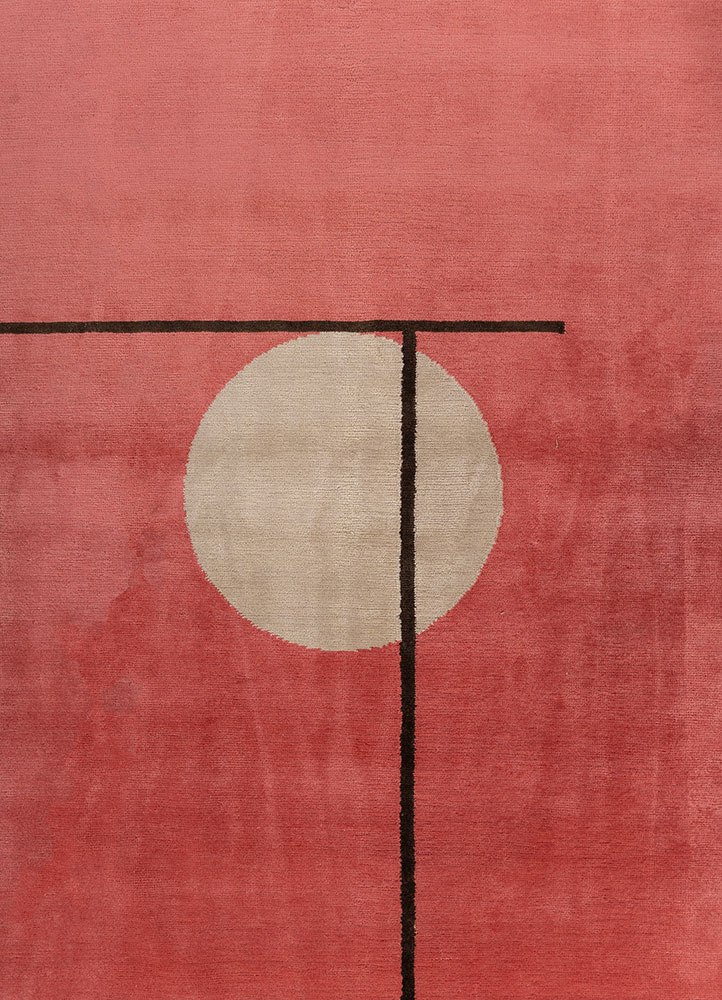 sthir red and orange wool hand knotted Rug - CloseUp