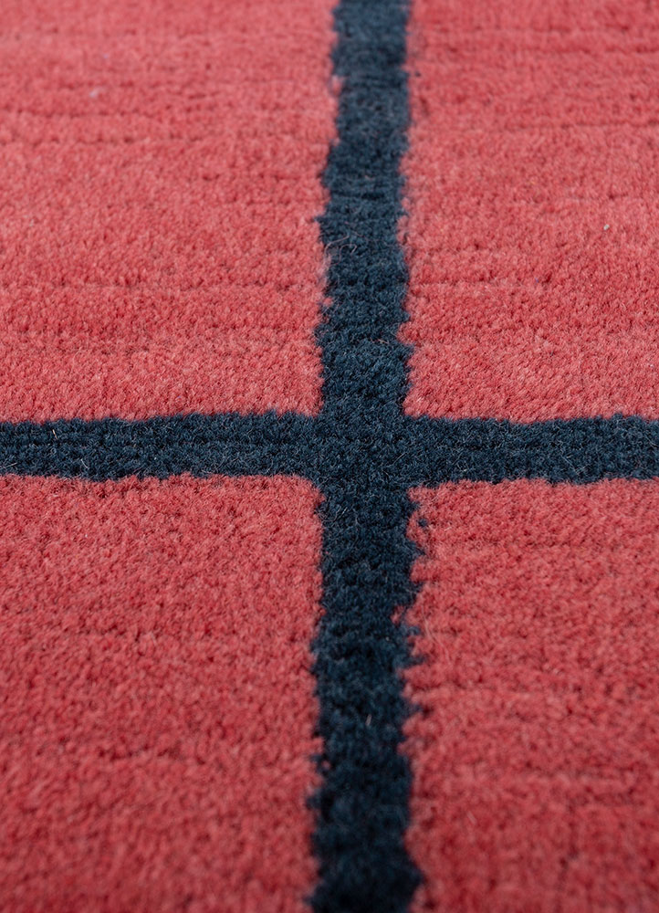 sthir pink and purple wool hand knotted Rug - CloseUp