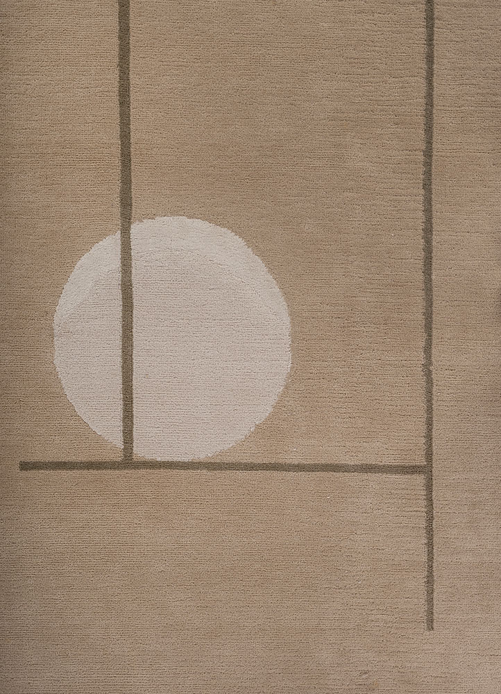 sthir beige and brown wool hand knotted Rug - CloseUp
