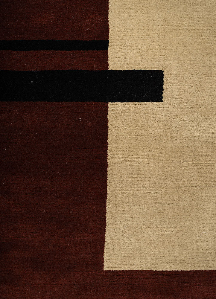 sthir red and orange wool hand knotted Rug - CloseUp