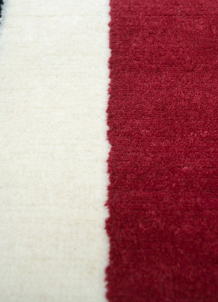 sthir red and orange wool hand knotted Rug - CloseUp