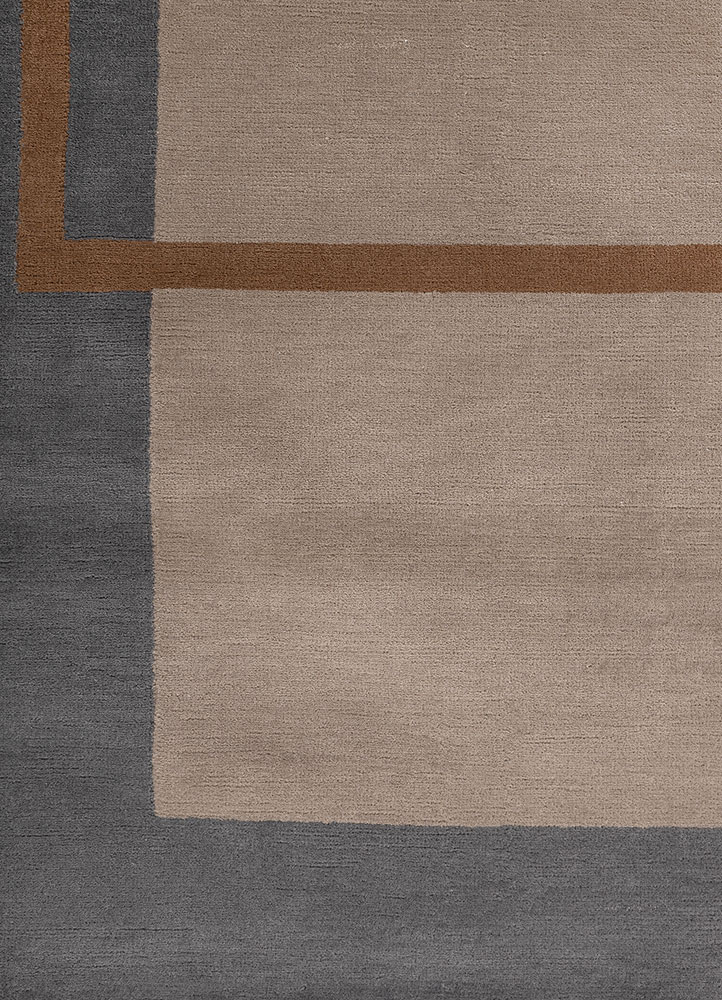 sthir grey and black wool hand knotted Rug - CloseUp