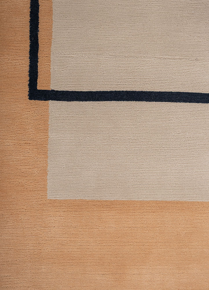 sthir red and orange wool hand knotted Rug - CloseUp