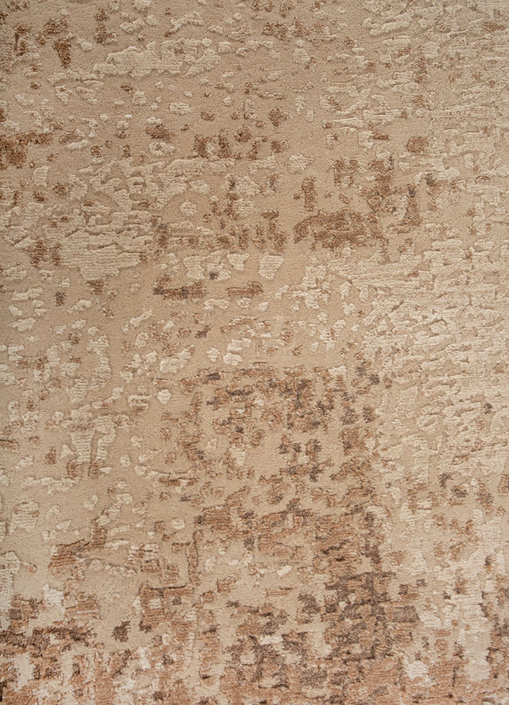entropy beige and brown wool hand knotted Rug - CloseUp