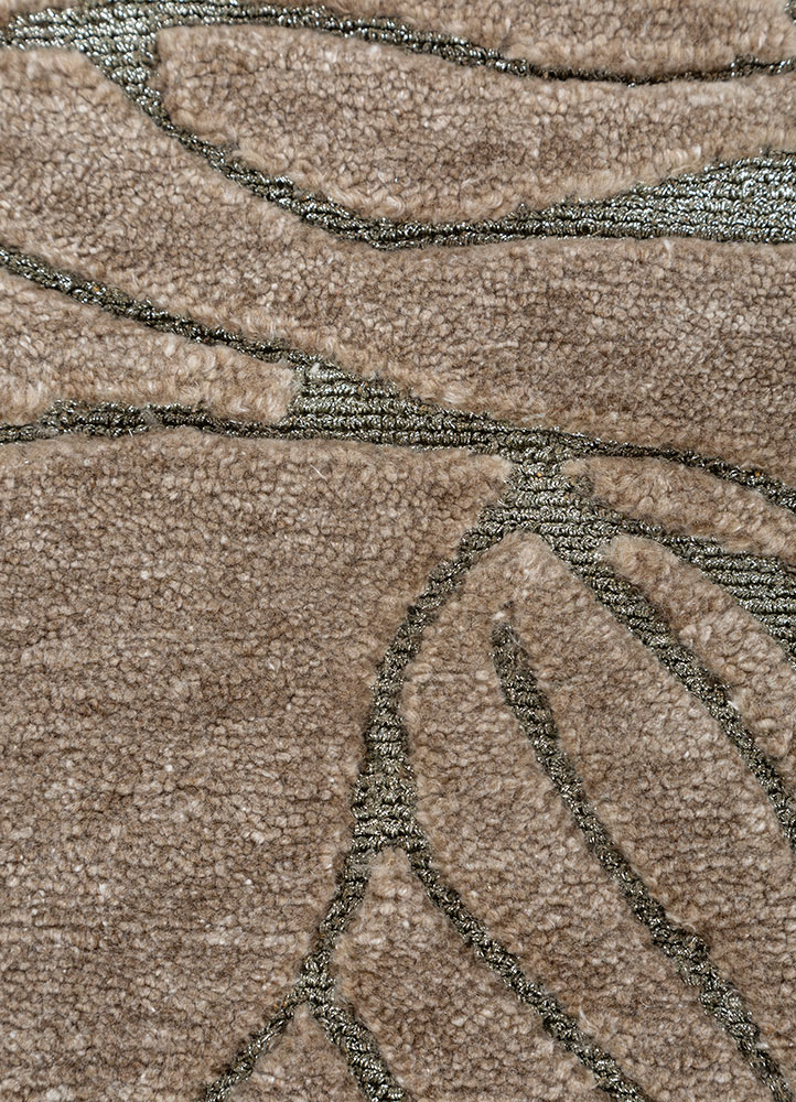 azalea beige and brown wool hand knotted Rug - CloseUp