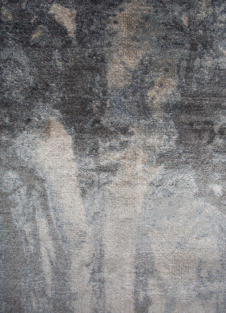 entropy ivory bamboo silk hand knotted Rug - CloseUp