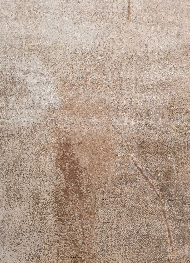 aprezo beige and brown bamboo silk hand knotted Rug - CloseUp