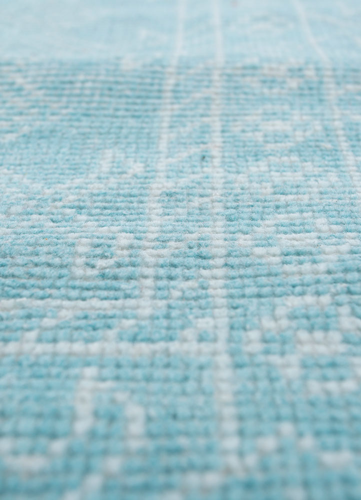 erbe blue polyester hand knotted Rug - CloseUp