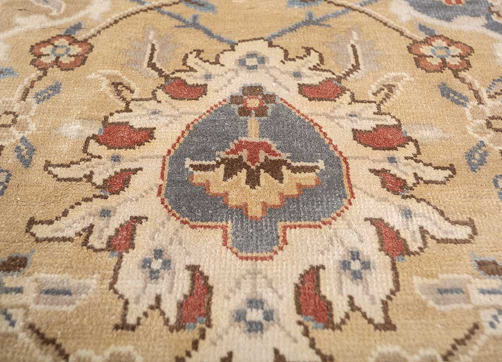 gulmarg blue silk hand knotted Rug - CloseUp