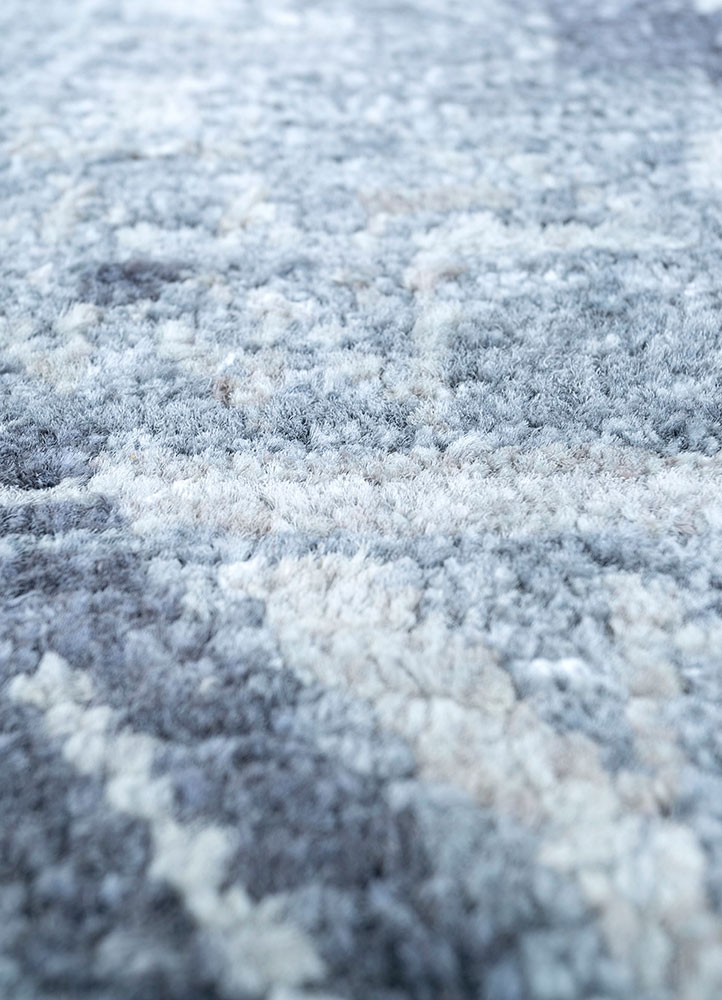 gulmarg blue silk hand knotted Rug - CloseUp