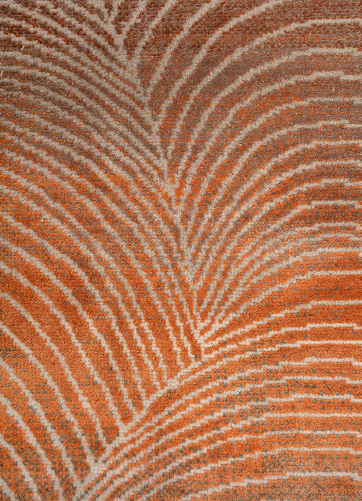 azalea ivory wool and bamboo silk hand knotted Rug - CloseUp
