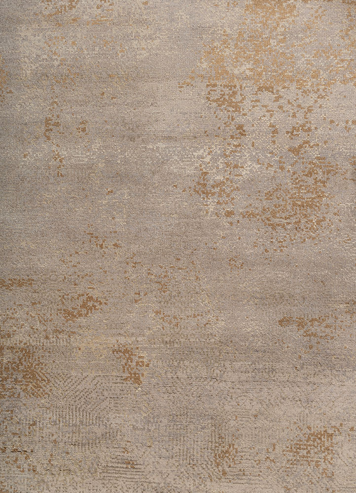 entropy ivory wool and bamboo silk hand knotted Rug - CloseUp