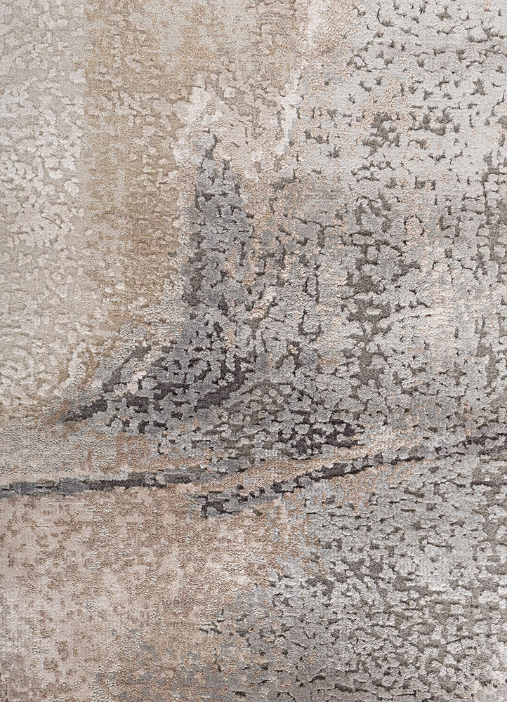 entropy ivory wool and bamboo silk hand knotted Rug - CloseUp