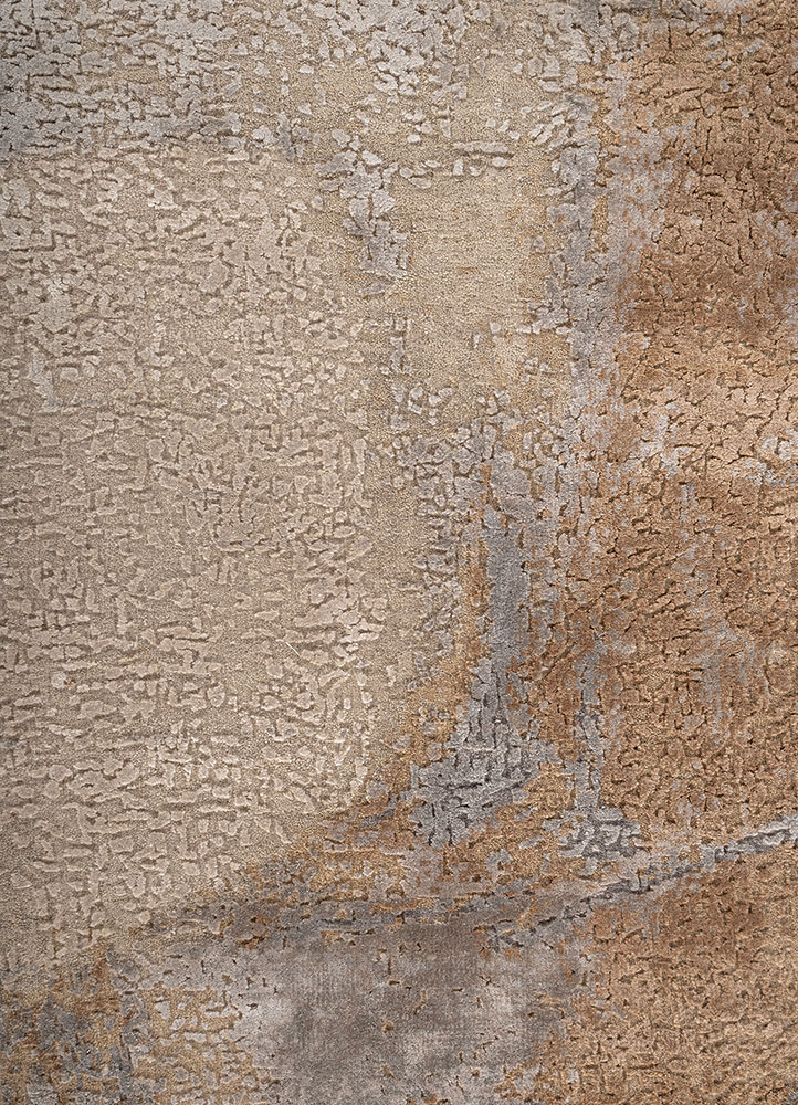 entropy blue wool and bamboo silk hand knotted Rug - CloseUp