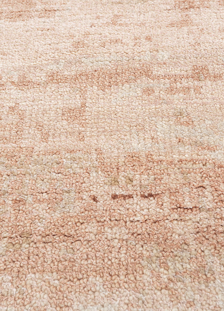 entropy beige and brown wool and bamboo silk hand knotted Rug - CloseUp